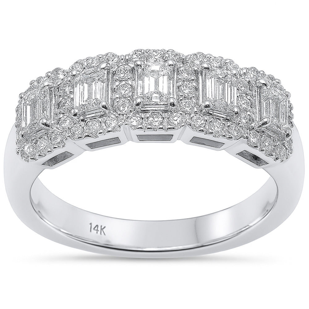 .93ct G SI 14K White Gold Diamond Emerald Cut Engagement Ring Band Size 6.5