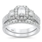<span style="color:purple">SPECIAL!</span>1.54ct G SI 14K White Gold Diamond Three Emerald Cut Stone Engagement Ring Size 6.5