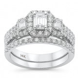 1.54ct G SI 14K White Gold Diamond Three Emerald Cut Stone Engagement Ring Size 6.5