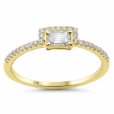 .38ct G SI 14K Yellow Gold Emerald Cut Diamond Band Ring Size 6.5
