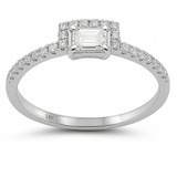 .42ct G SI 14K White Gold  Emerald Cut Diamond Band Ring Size 6.5