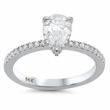 <span style="color:purple">SPECIAL!</span> 1.20ct G SI 14K White Gold Pear Cut Diamond Engagement Ring Size 6.5
