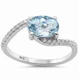 1.12ct G SI 14K White Gold Diamond & Aquamarine Gemstone Ring Size 6.5