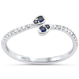 .23ct G SI 14K White Gold Diamond & Blue Sapphire Gemstone Band Ring Size 6.5