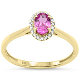 .66ct G SI 14K Yellow Gold Diamond & Oval Pink Sapphire Gemstone Ring Size 6.5