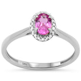 .71ct G SI 14K White Gold Diamond & Oval Pink Sapphire Gemstone Ring Size 6.5
