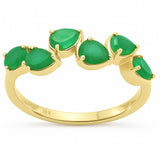 .88ct G SI 14K Yellow Gold Pear Cut Emerald Gemstone Ring Band Size 6.5