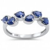 <span style="color:purple">SPECIAL!</span> .94ct G SI 14K White Gold Blue Sapphire Pear Gemstone Ring Band Size 6.5