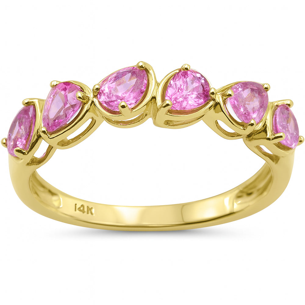 1.15ct G SI 14K Yellow Gold Pear Pink Sapphire Gemstone Ring Band Size 6.5