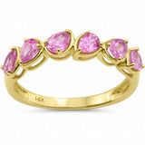 1.15ct G SI 14K Yellow Gold Pear Pink Sapphire Gemstone Ring Band Size 6.5