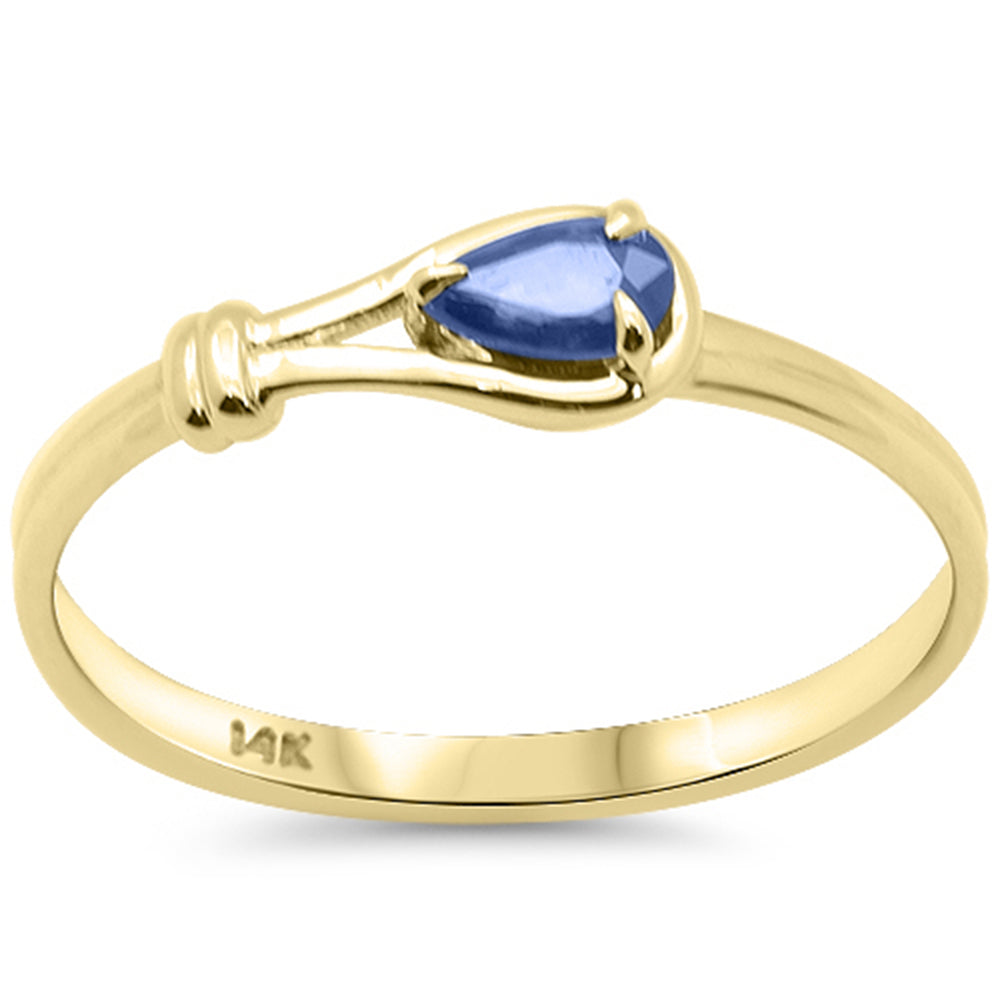 .30ct G SI 14K Yellow Gold Blue Sapphire Gemstone Ring Band Size 6.5