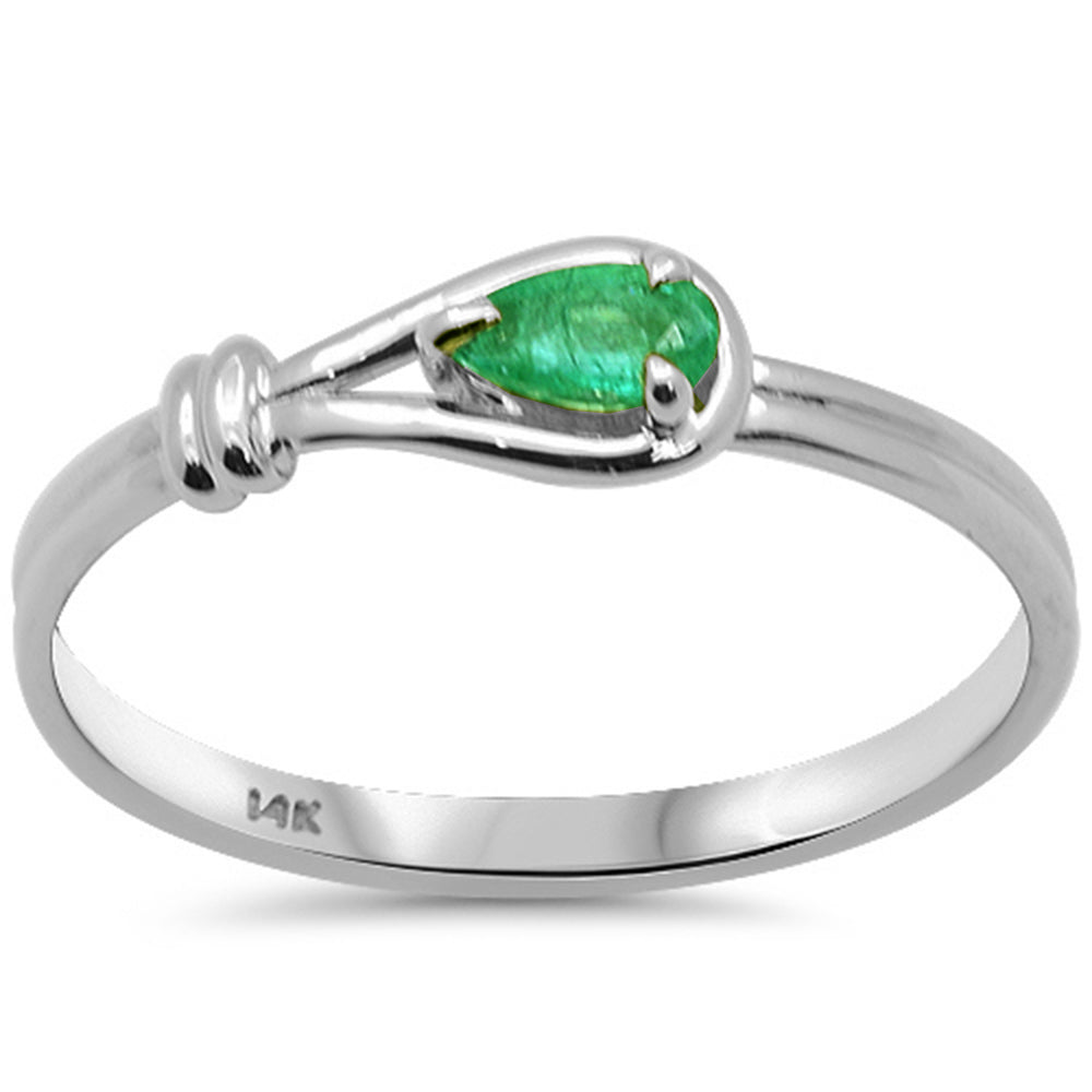 .23ct G SI 14K White Gold Emerald Gemstone Ring Band Size 6.5