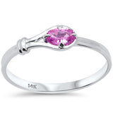 .30ct G SI 14K White Gold Pink Sapphire Gemstone Ring Band Size 6.5