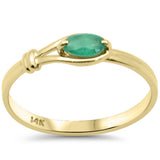 .22ct G SI 14K Yellow Gold Emerald Gemstone Ring Band Size 6.5