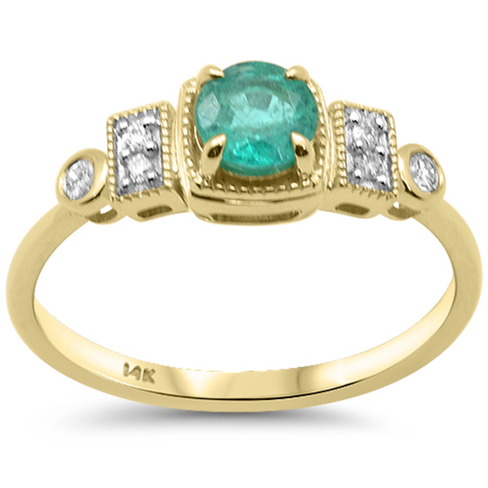 .58ct G SI 14K Yellow Gold Diamond & Emerald Gemstone Ring Size 6.5