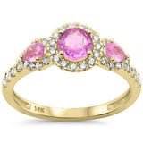 1.26ct G SI 14K Yellow Gold Diamond & Pink Sapphire Gemstone Ring Band Size 6.5