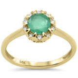 1.13ct G SI 14K Yellow Gold Diamond & Emerald Gemstone Ring Size 6.5