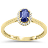 .64ct G SI 14K Yellow Gold Diamond & Blue Sapphire Gemstone Ring Size 6.5