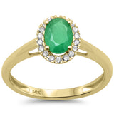 .97ct G SI 14K Yellow Gold Diamond & Oval Emerald Gemstone Ring Size 6.5