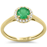 <span style="color:purple">SPECIAL!</span> .81ct G SI 14K Yellow Gold Diamond & Round Emerald Gemstone Halo Ring Size 6.5