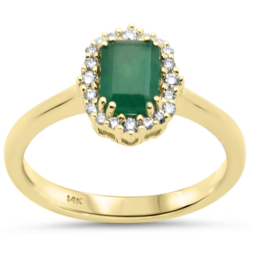 <span style="color:purple">SPECIAL!</span> 1.23ct G SI 14K Yellow Gold Diamond & Emerald Gemstone Ring Size 6.5