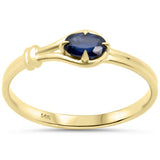 .35ct 14K Yellow Gold Blue Sapphire Gemstone Band Ring  Size 6.5