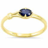 .35ct 14K Yellow Gold Blue Sapphire Gemstone Band Ring  Size 6.5
