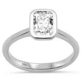 1.00ct G SI 14K White Gold Bezel Set Radiant Cut Diamond Solitaire Engagement Ring Size 6.5