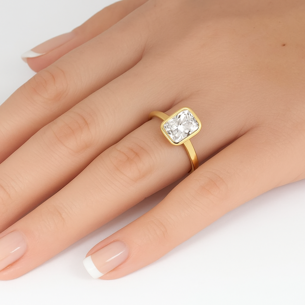 1.02ct G SI 14K Yellow Gold Radiant Cut Diamond Solitaire Ring Size 6.5