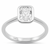1.00ct G SI 14K White Gold Bezel Set Radiant Cut Diamond Solitaire Engagement Ring Size 6.5