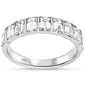 <span style="color:purple">SPECIAL!</span>1.74ct G SI 14K White Gold Emerald Cut Diamond Half Eternity Band Ring Size 6.5