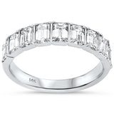 1.74ct G SI 14K White Gold Emerald Cut Diamond Half Eternity Band Ring Size 6.5