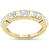 1.56ct G SI 14K Yellow Gold 5 Radiant Cut Diamond Bezel Set Half Eternity Band Ring Size 6.5