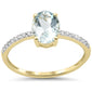 1.13ct G SI 14K Yellow Gold Oval Aquamarine Gemstone & Diamond Ring Size 6.5