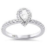 .78ct G SI 14K White Gold Pear Shape Diamond Halo Engagement Ring Size 6.5