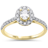 <span style="color:purple">SPECIAL!</span> .70ct G SI 14K Yellow Gold & Oval Diamond Halo Engagement Ring Size 6.5