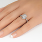 <span style="color:purple">SPECIAL!</span> .71ct G SI 14K White Gold Diamond Halo Style Oval Engagement Ring Size 6.5