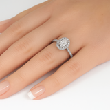 .71ct G SI 14K White Gold Diamond Halo Style Oval Engagement Ring Size 6.5