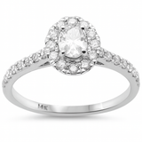 .71ct G SI 14K White Gold Diamond Halo Style Oval Engagement Ring Size 6.5