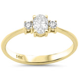 .33ct G SI 14K Yellow Gold Oval Diamond Three Stone Ring Size 6.5
