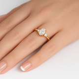 .33ct G SI 14K Yellow Gold Oval Diamond Three Stone Ring Size 6.5