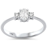 .33ct G SI 14K White Gold Oval Diamond Three Stone Ring Size 6.5