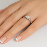 .33ct G SI 14K White Gold Oval Diamond Three Stone Ring Size 6.5