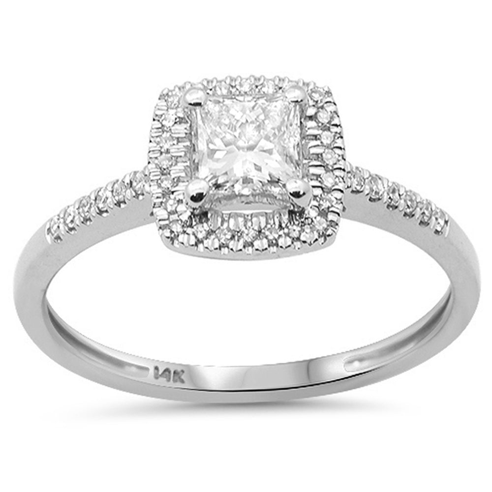 <span style="color:purple">SPECIAL!</span> .64ct G SI 14K White Gold Princess Cut Diamond Engagement Ring Size 6.5