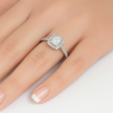 <span style="color:purple">SPECIAL!</span> .64ct G SI 14K White Gold Princess Cut Diamond Engagement Ring Size 6.5