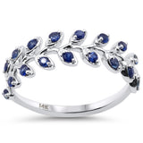 .44ct G SI 14K White Gold Blue Sapphire Gemstone Olive Branch Style Band Ring Size 6.5
