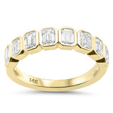 1.33ct G SI 14K Yellow Gold Bezel Set Emerald Cut Diamond Eternity Band Size 6.5
