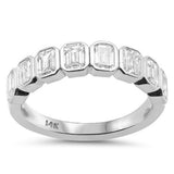 1.32ct G SI 14K White Gold Bezel Set Emerald Cut Diamond Eternity Band Size 7