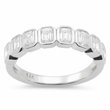 1.32ct G SI 14K White Gold Bezel Set Emerald Cut Diamond Eternity Band Size 7