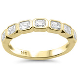 <span style="color:purple">SPECIAL!</span> .80ct G SI 14K Yellow Gold Bezel Set Emerald Cut Diamond Eternity Band Size 6.5